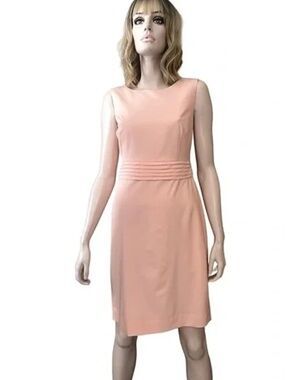 J. CREW 365 Dress Refined Wool Blend Pale Pink Sleeveless Sheath Pleated Waist